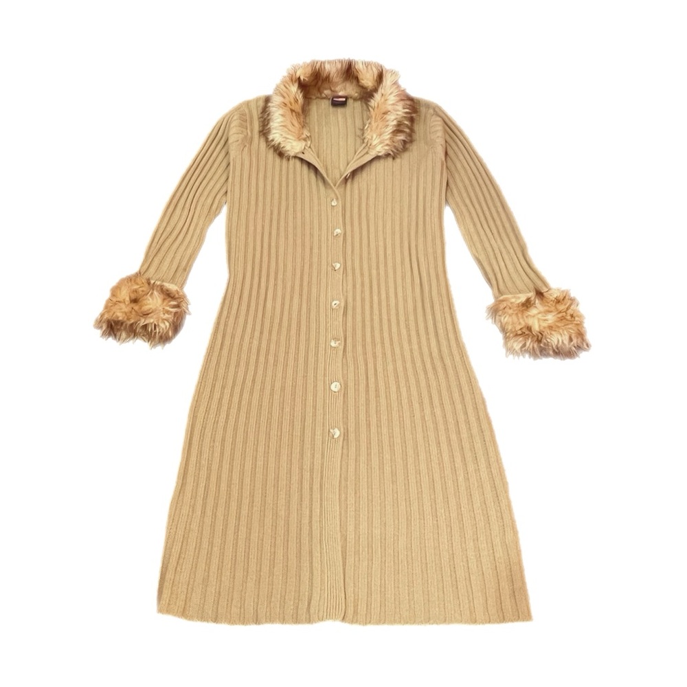 Vintage fake fur tan cardigan